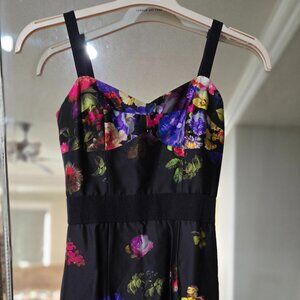 Milly size 0 black flower print dress excellent condition